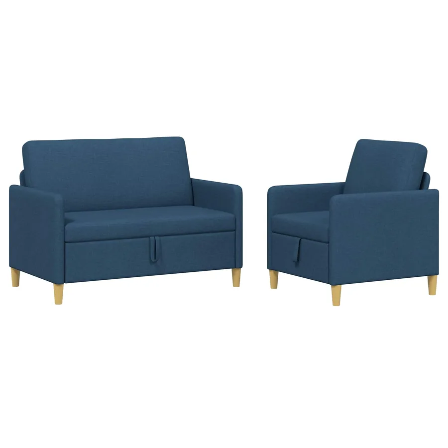 Canapé avec rangement 2 pcs Bleu Polyester - 2