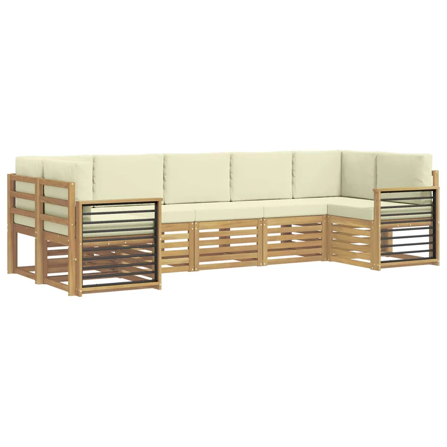 Ensemble de canapé d'angle 7 pcs Blanc et crème Polyester - 2