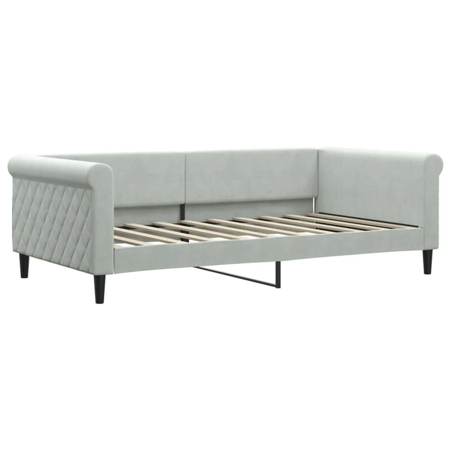 Lit de jour gris clair 100x190 cm velours - 2