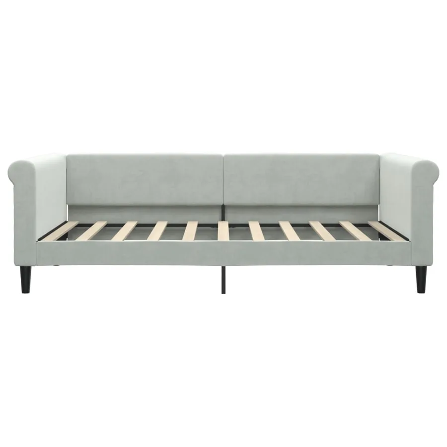 Lit de jour gris clair 100x190 cm velours - 3