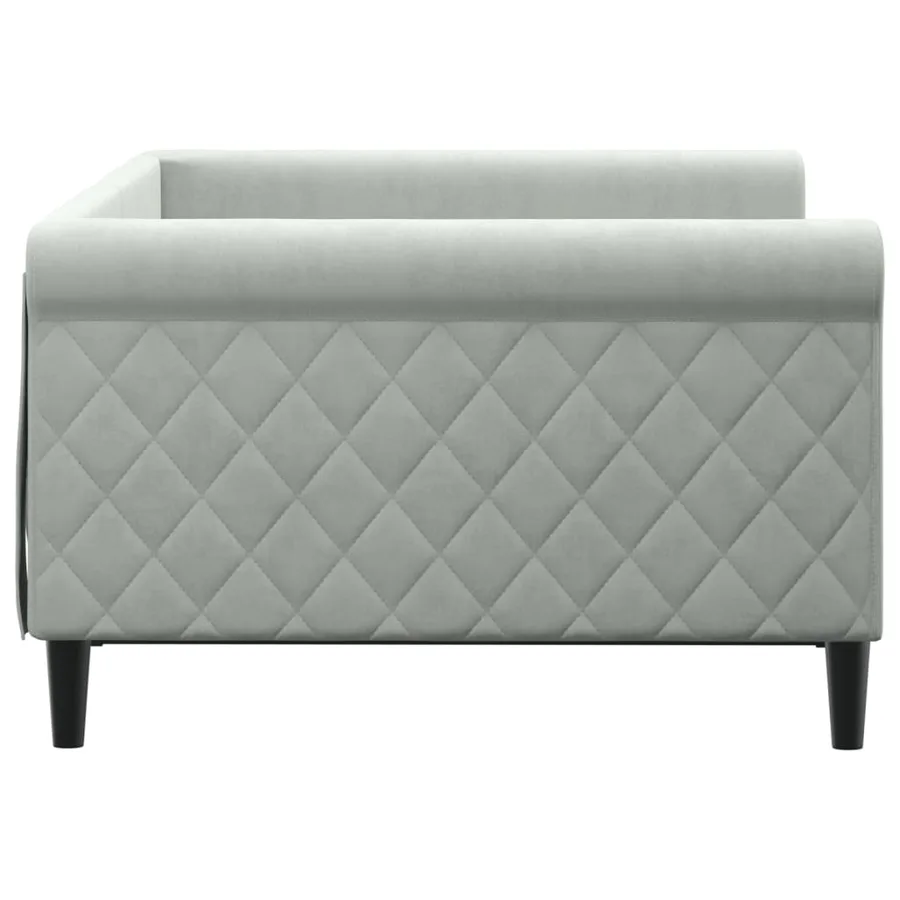 Lit de jour gris clair 100x190 cm velours - 4