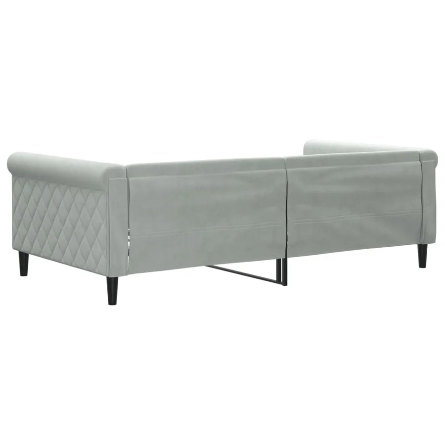 Lit de jour gris clair 100x190 cm velours - 5