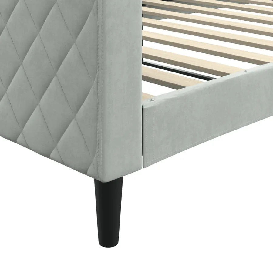Lit de jour gris clair 100x190 cm velours - 6