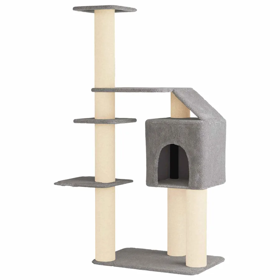 Arbre à chat avec poteaux à griffer en sisal Gris clair 183 cm - 2