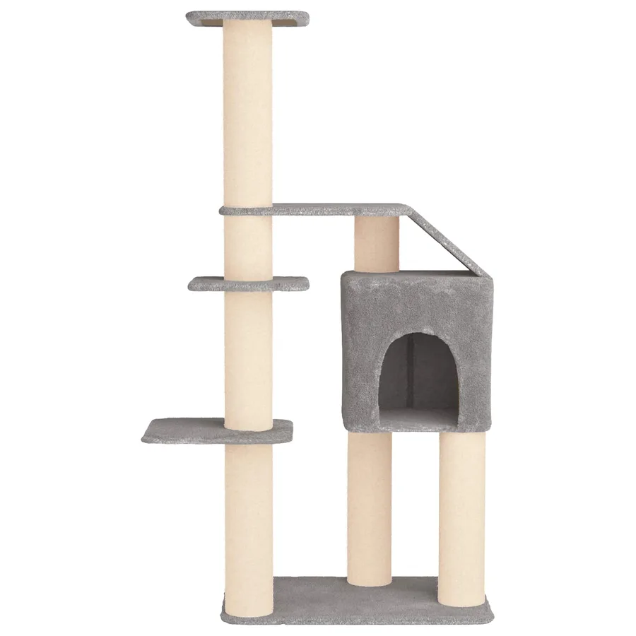 Arbre à chat avec poteaux à griffer en sisal Gris clair 183 cm - 4