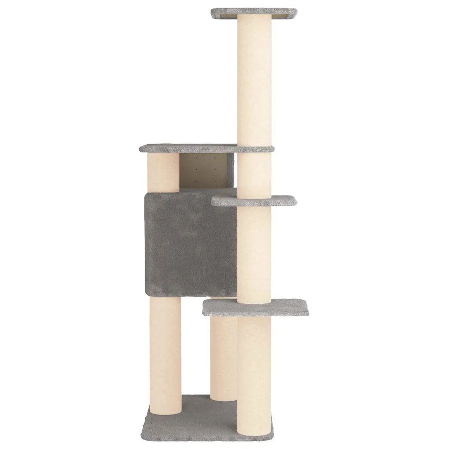 Arbre à chat avec poteaux à griffer en sisal Gris clair 183 cm - 5