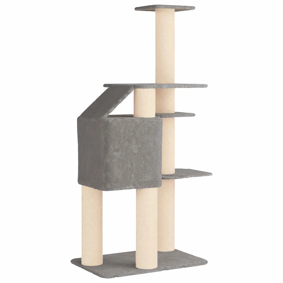 Arbre à chat avec poteaux à griffer en sisal Gris clair 183 cm - 6