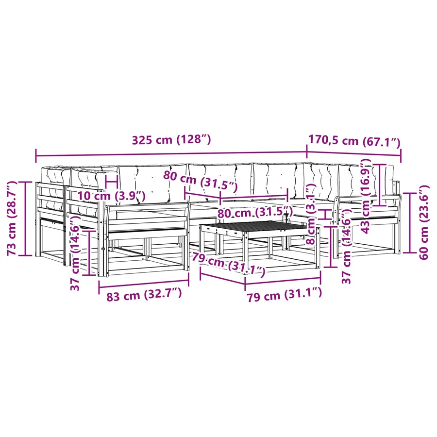 Ensemble de canapés d'extérieur 5 pcs Blanc et Beige - 7