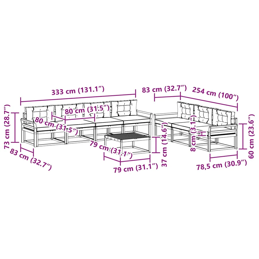 Ensemble de canapés d'extérieur 7 pcs Blanc et crème - 7