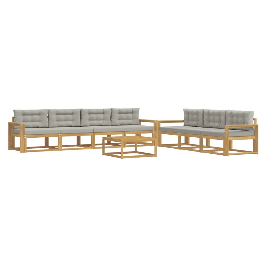 Ensemble de canapés d'extérieur 7 pcs Blanc et gris clair - 2