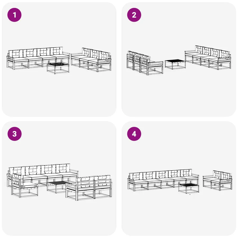 Ensemble de canapés d'extérieur 7 pcs Blanc et anthracite - 6