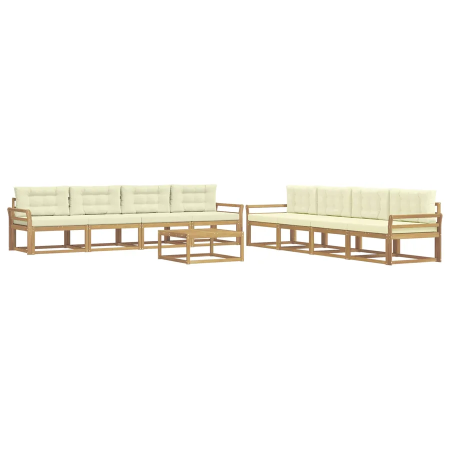 Ensemble de canapés d'extérieur 9 pcs Blanc et crème - 2