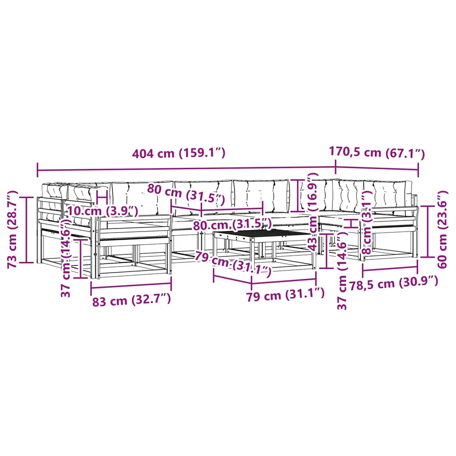 Ensemble de canapés d'extérieur 6 pcs Blanc et anthracite - 7