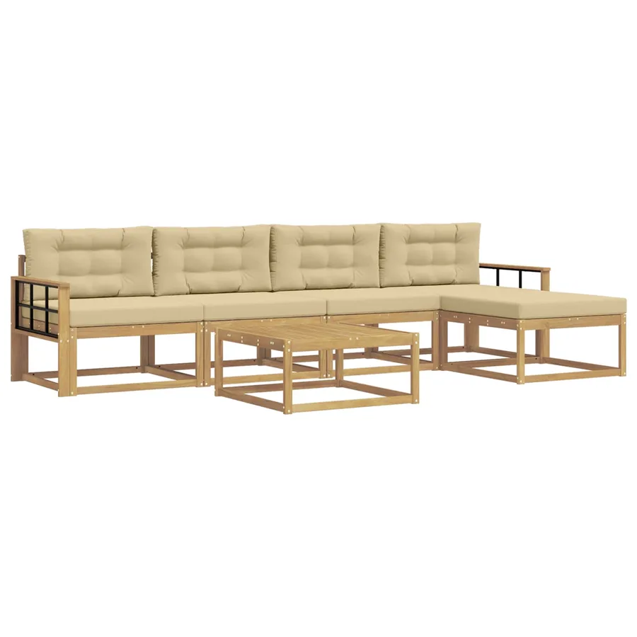 Ensemble de canapés d'extérieur 6 pcs Blanc et Beige - 2