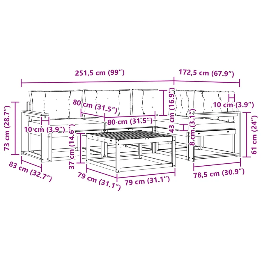 Ensemble de canapés d'extérieur 5 pcs Blanc et crème - 7