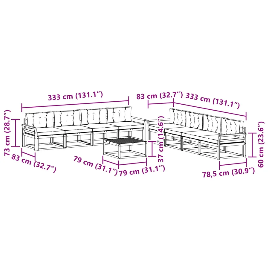 Ensemble de canapés d'extérieur 9 pcs Blanc et anthracite - 7