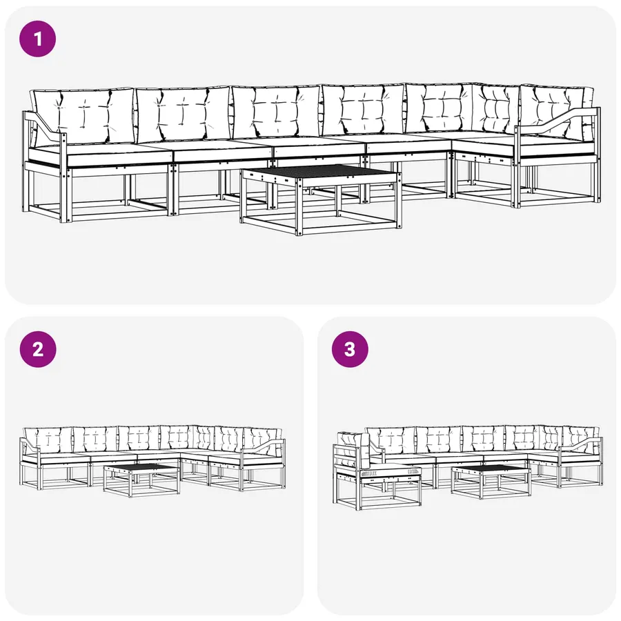 Ensemble de canapés d'extérieur 7 pcs Blanc et anthracite - 7