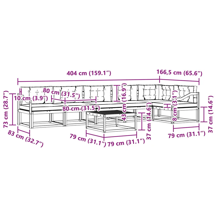 Ensemble de canapés d'extérieur 7 pcs Blanc et anthracite - 8