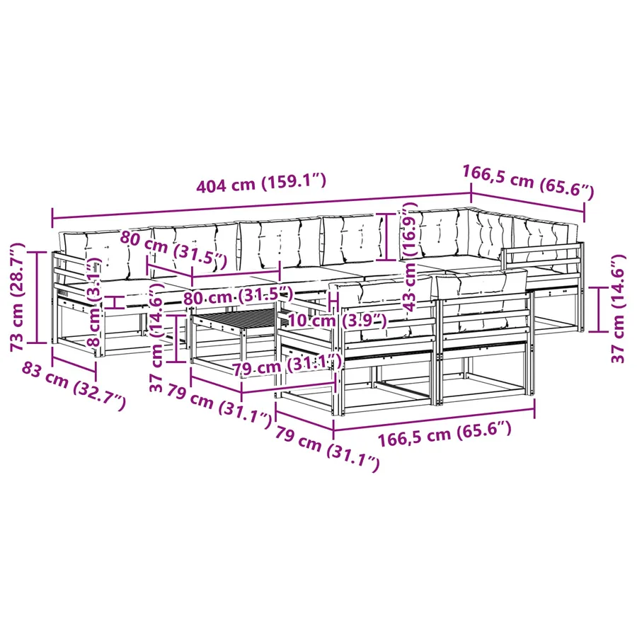 Ensemble de canapés d'extérieur 9 pcs Blanc et anthracite - 8