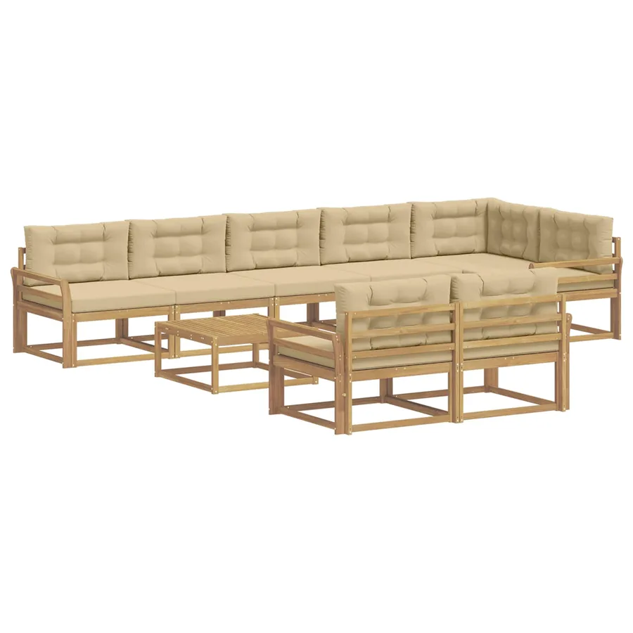 Ensemble de canapés d'extérieur 9 pcs Blanc et Beige - 2