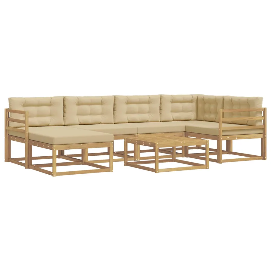 Ensemble de canapés d'extérieur 7 pcs Blanc et Beige - 2
