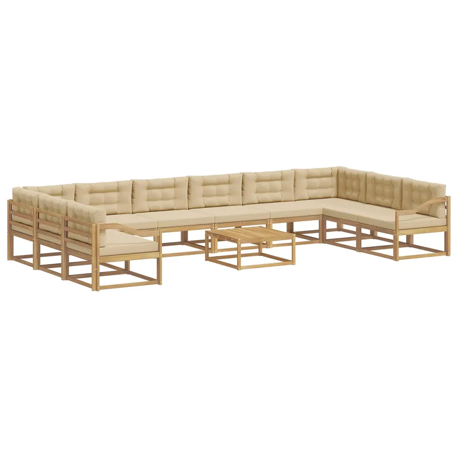 Ensemble de canapés d'extérieur 11 pcs Blanc et Beige - 2