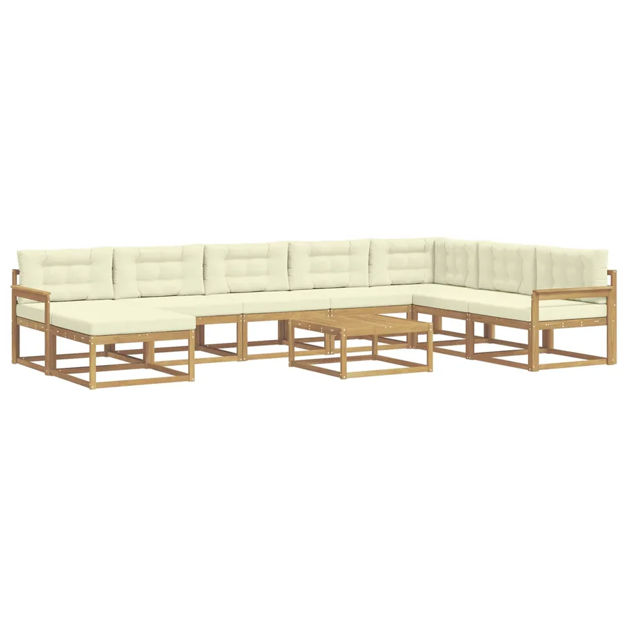 Ensemble de canapés d'extérieur 9 pcs Blanc et crème - 2