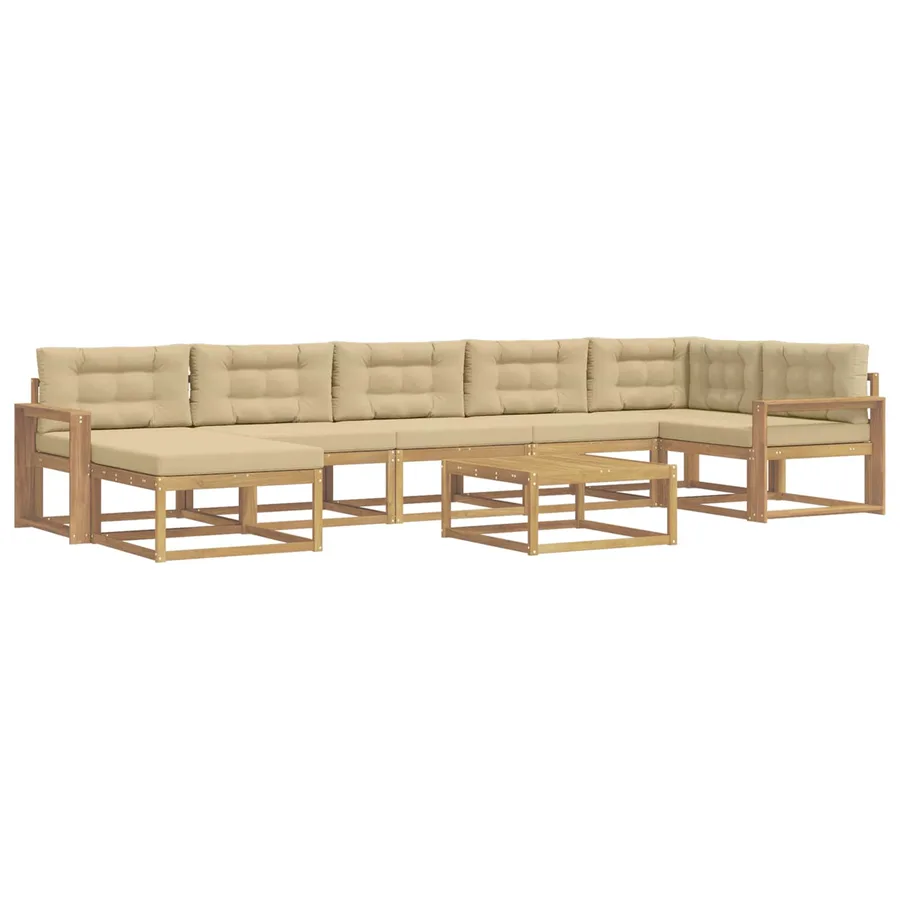 Ensemble de canapés d'extérieur 8 pcs Blanc et Beige - 2