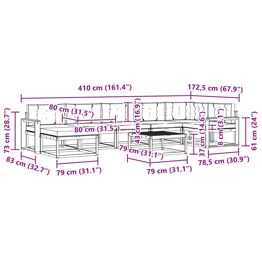 Ensemble de canapés d'extérieur 8 pcs Blanc et Beige - 9