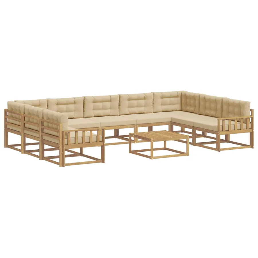 Ensemble de canapés d'extérieur 10 pcs Blanc et Beige - 2