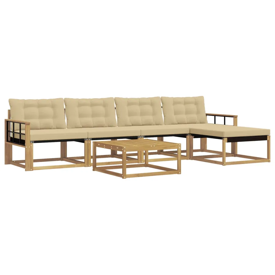 Ensemble de canapés d'extérieur 6 pcs Blanc et Beige - 2