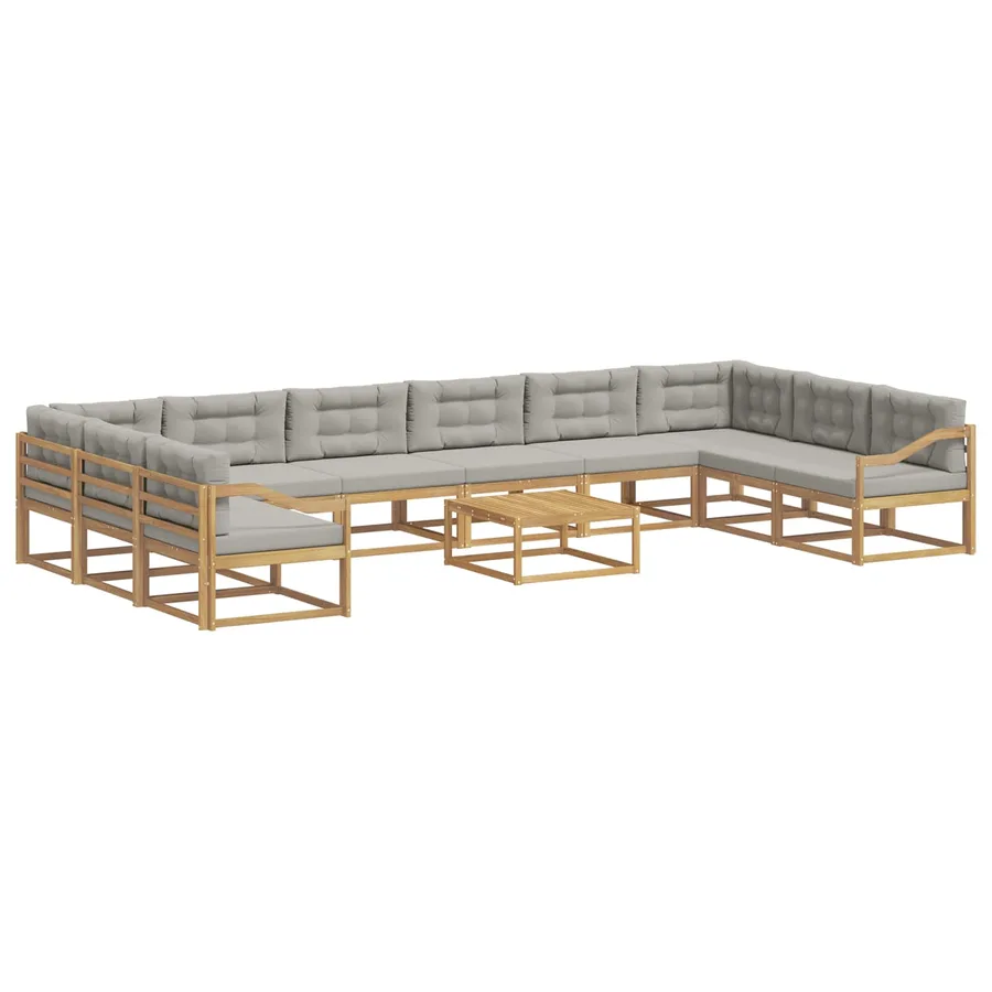 Ensemble de canapés d'extérieur 11 pcs Blanc et gris clair - 2