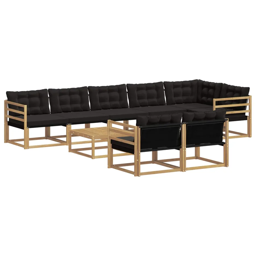 Ensemble de canapés d'extérieur 9 pcs Blanc et noir - 2