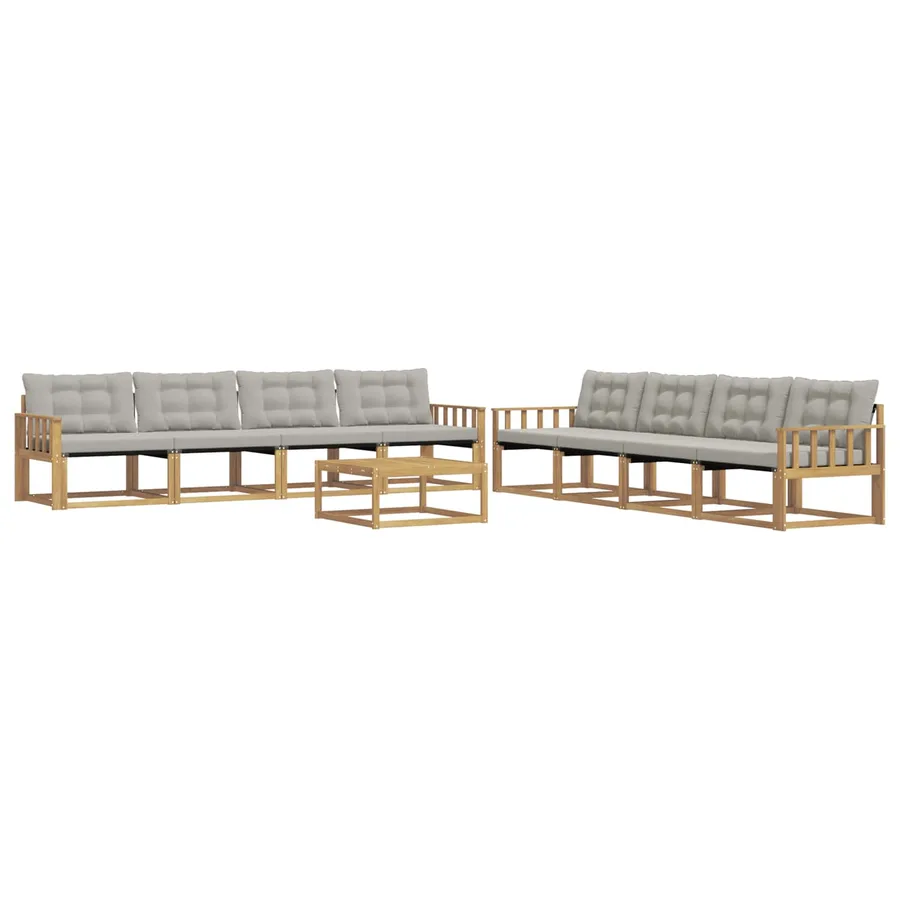 Ensemble de canapés d'extérieur 9 pcs Blanc et gris clair - 2