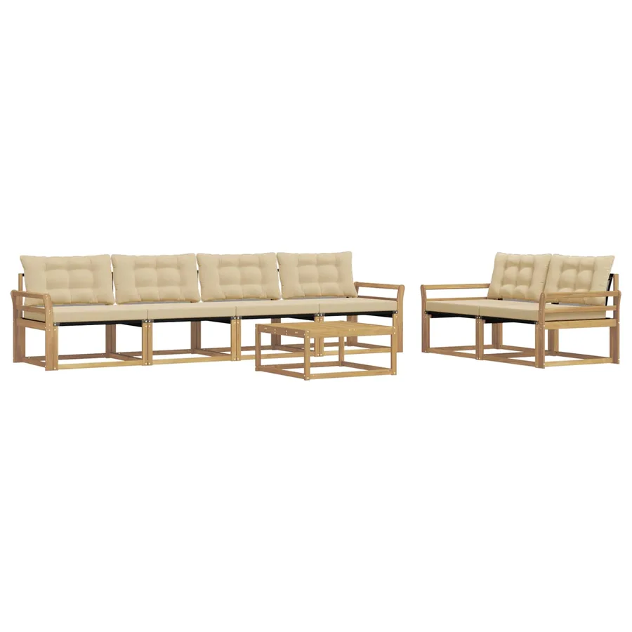 Ensemble de canapés d'extérieur 7 pcs Blanc et Beige - 2