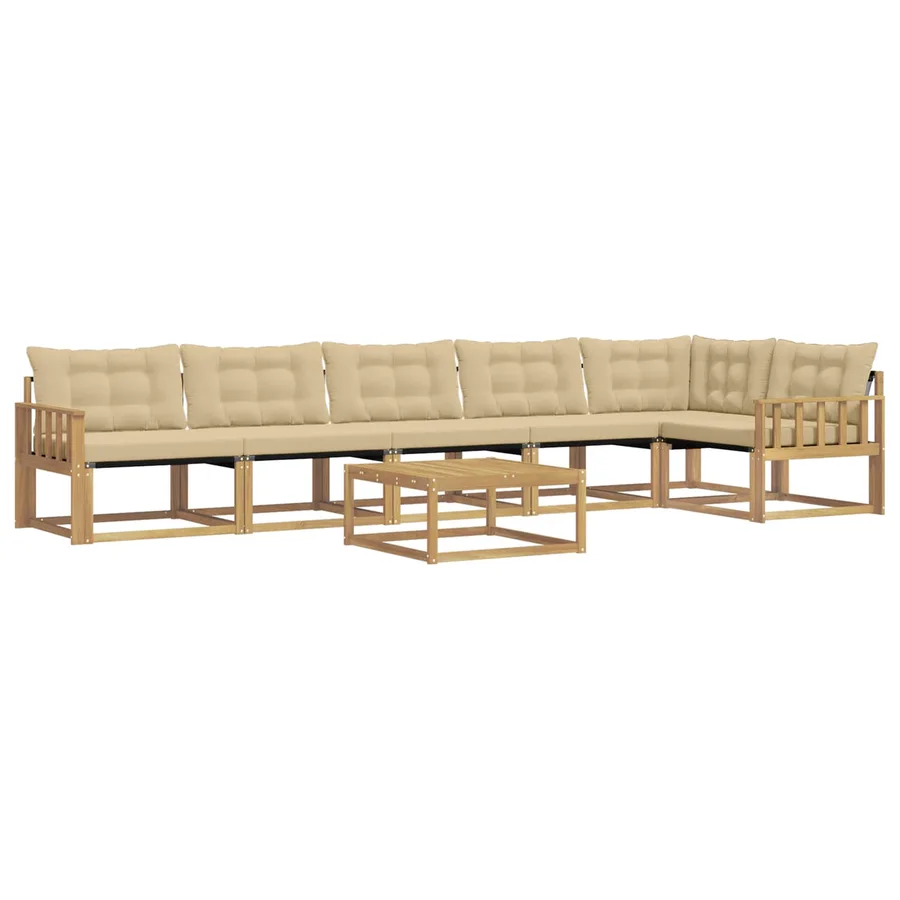 Ensemble de canapés d'extérieur 7 pcs Blanc et Beige - 2