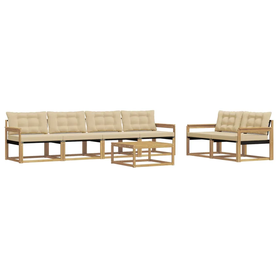 Ensemble de canapés d'extérieur 7 pcs Blanc et Beige - 2