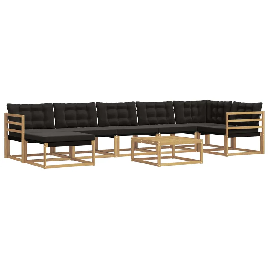 Ensemble de canapés d'extérieur 8 pcs Blanc et noir - 2