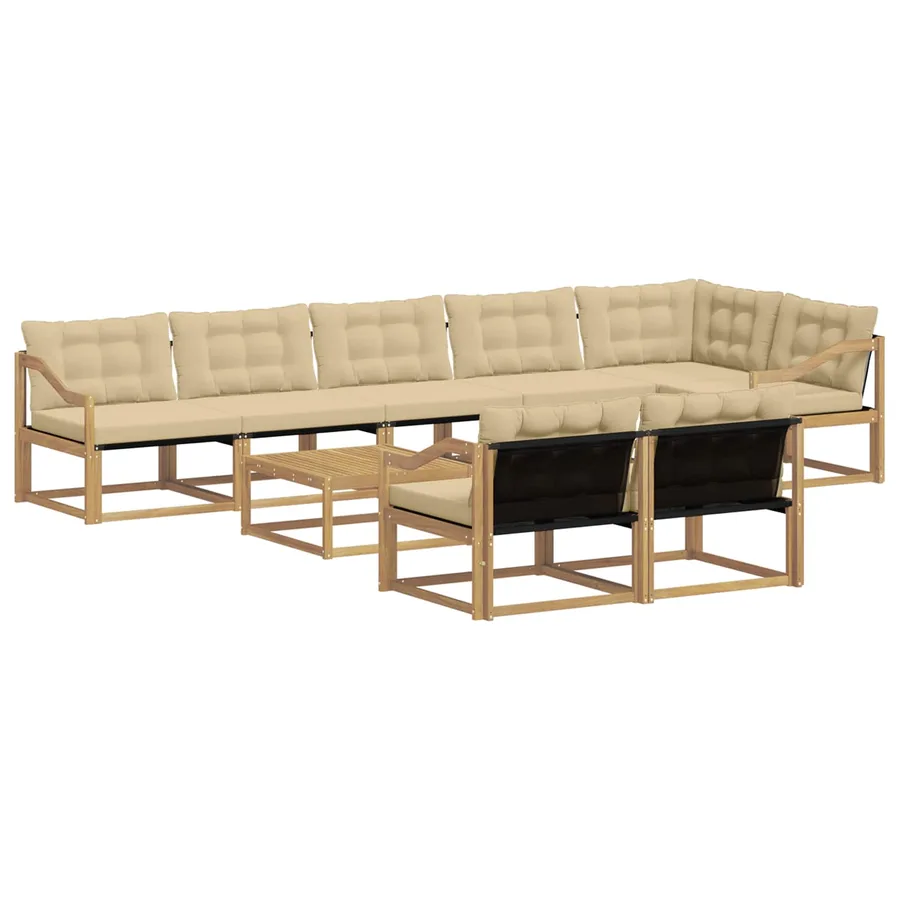 Ensemble de canapés d'extérieur 9 pcs Blanc et Beige - 2