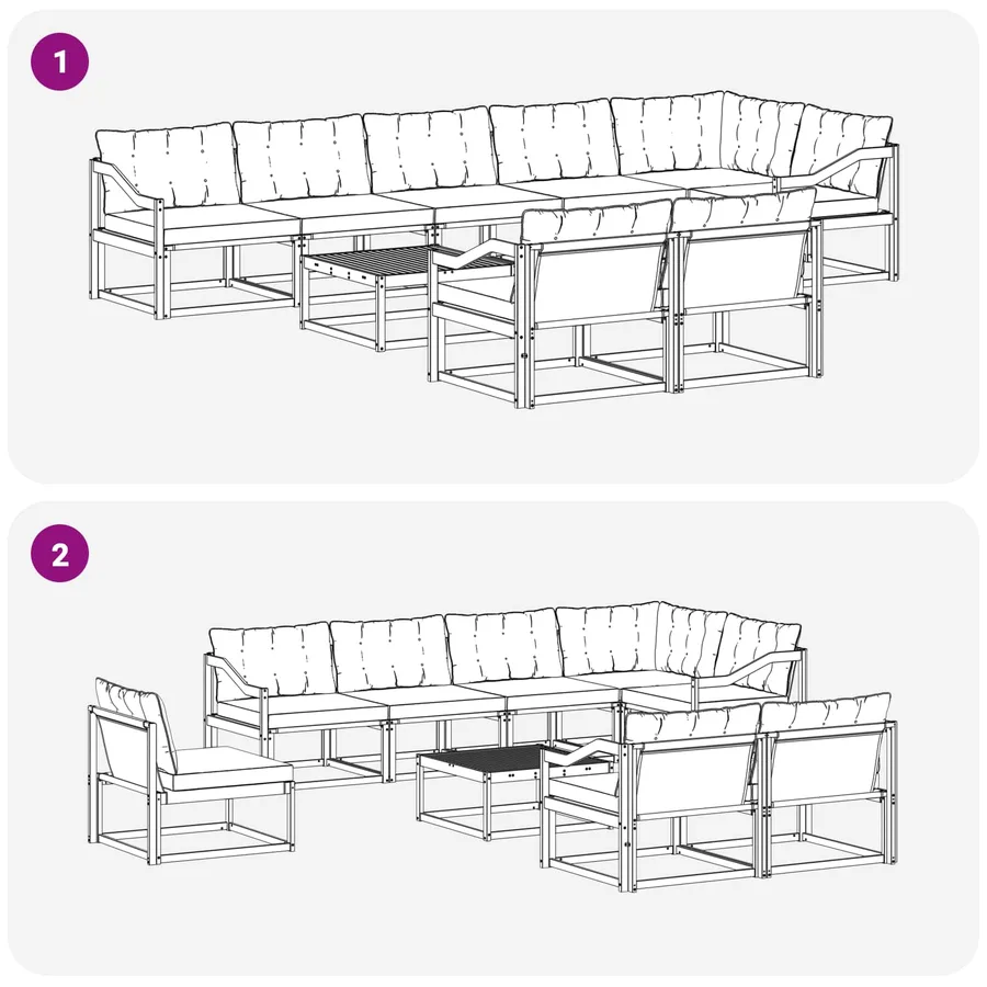 Ensemble de canapés d'extérieur 9 pcs Blanc et Beige - 9
