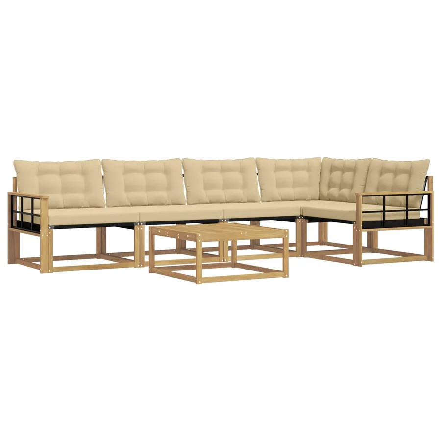 Ensemble de canapés d'extérieur 6 pcs Blanc et Beige - 2
