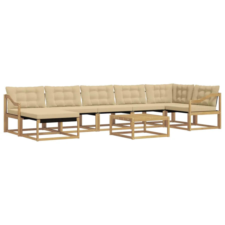 Ensemble de canapés d'extérieur 8 pcs Blanc et Beige - 2