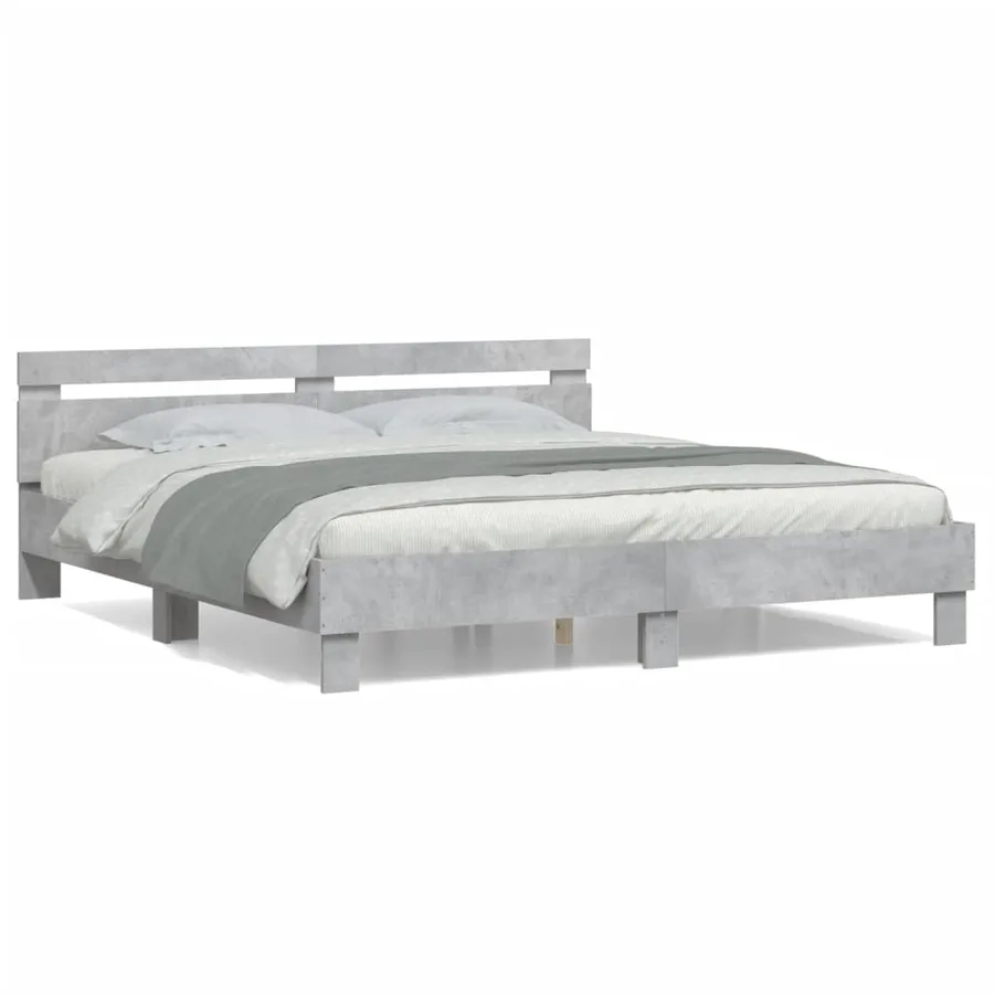 Cadre de lit sans matelas gris béton 200x200 cm - 2
