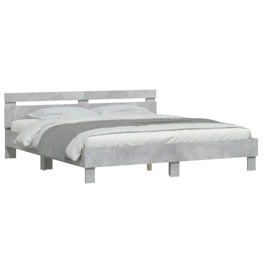 Cadre de lit sans matelas gris béton 200x200 cm - 3