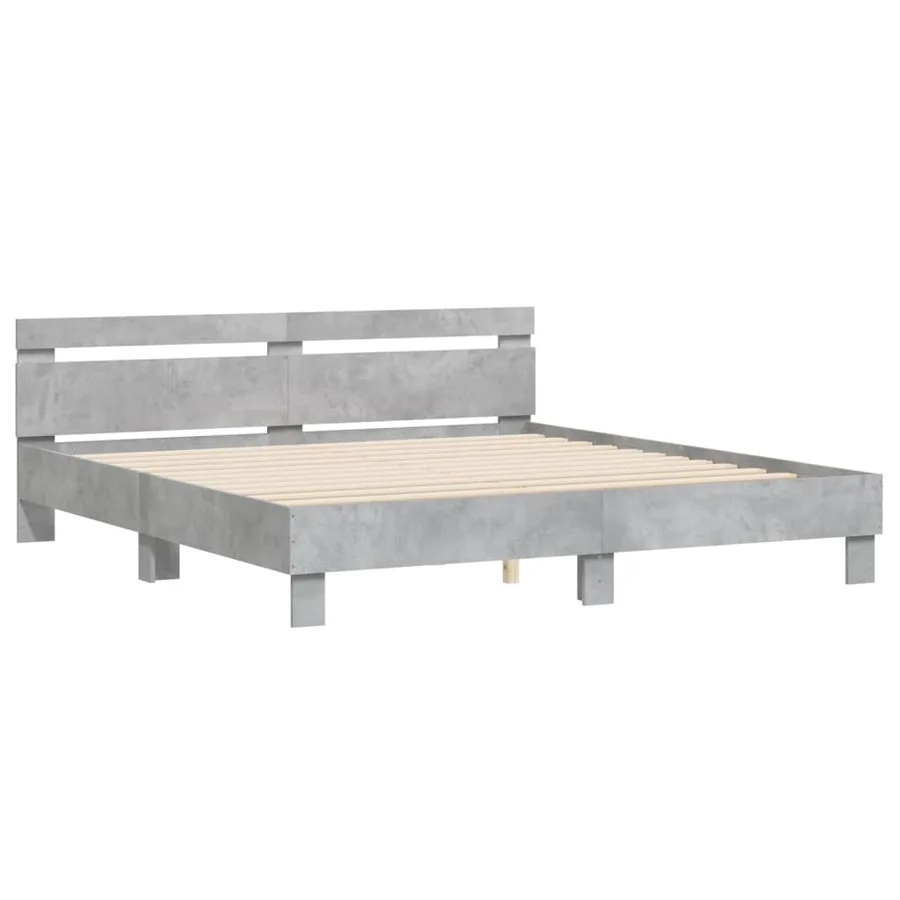 Cadre de lit sans matelas gris béton 200x200 cm - 4