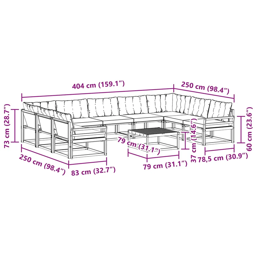 Ensemble de canapés d'extérieur 10 pcs Blanc et Beige - 8