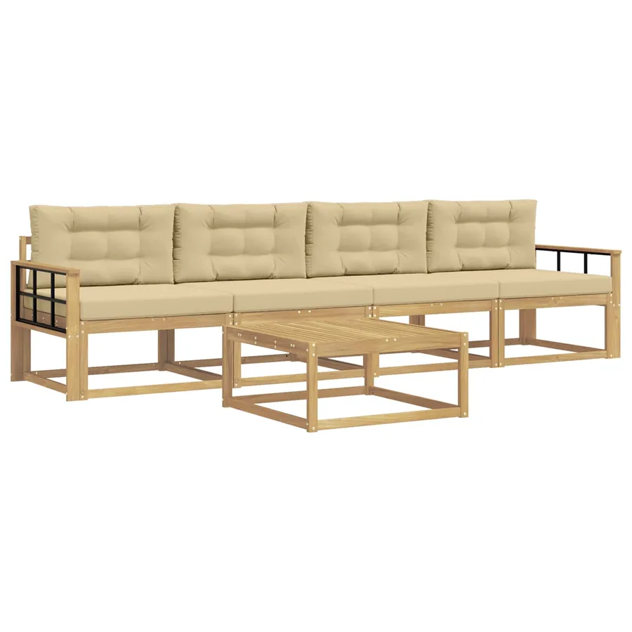 Ensemble de canapés d'extérieur 4 pcs Blanc et Beige - 2