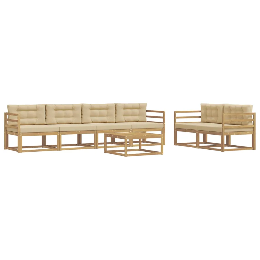 Ensemble de canapés d'extérieur 6 pcs Blanc et Beige - 2