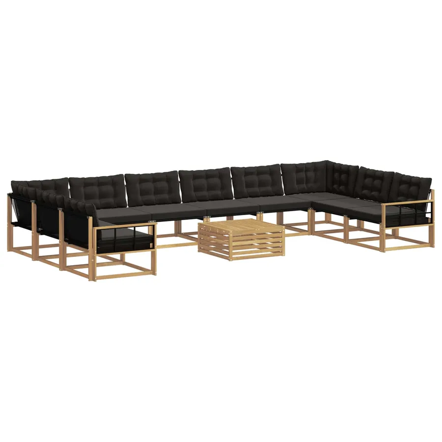 Ensemble de canapés d'extérieur 11 pcs Blanc et noir - 2