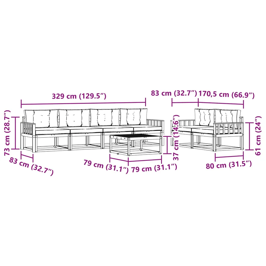 Ensemble de canapés d'extérieur 6 pcs Blanc et crème - 7